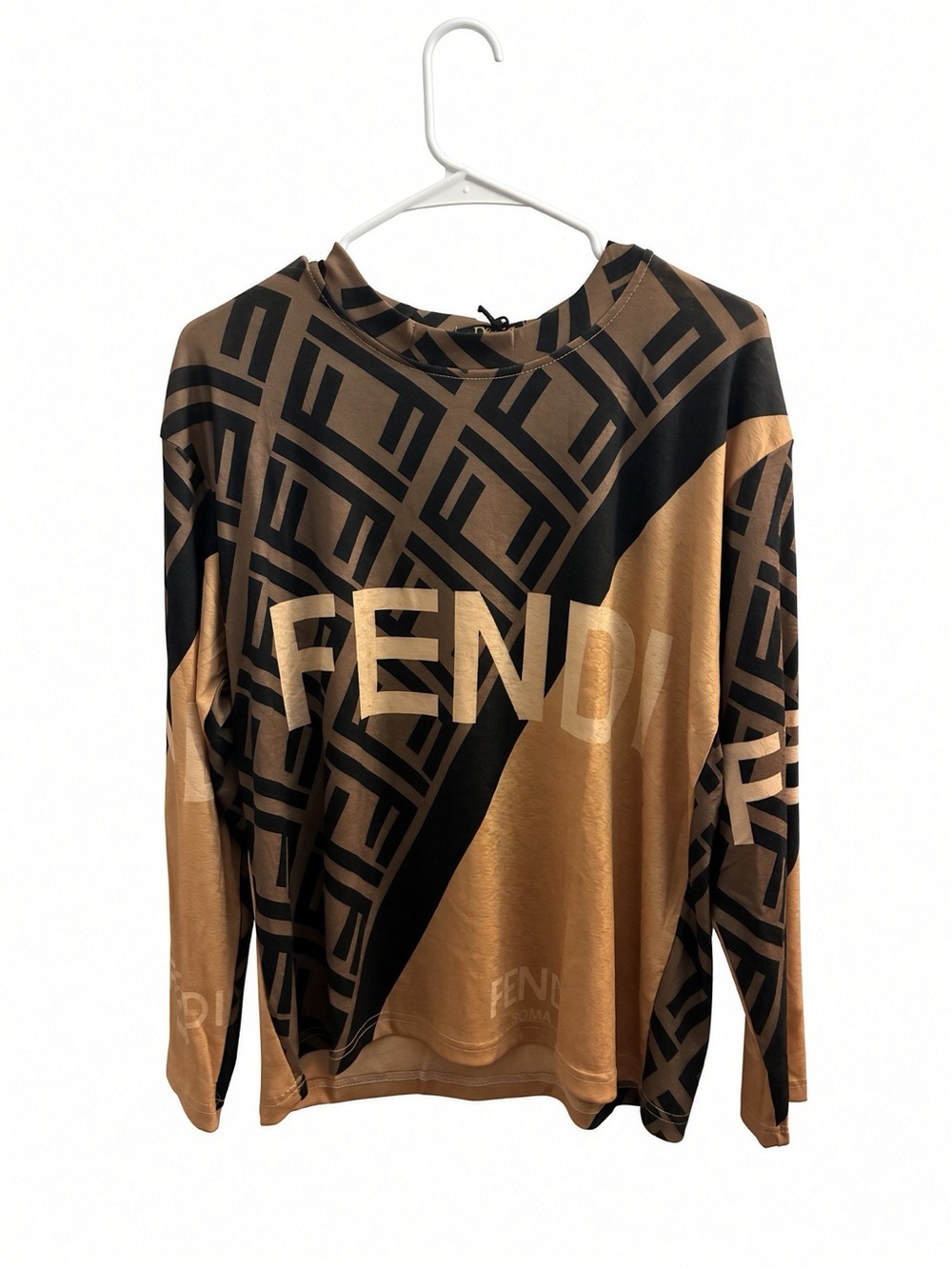Woman’s FASHION Brown & Black Logo Long-Sleeve Sweater